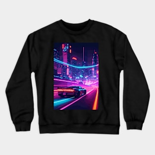 Retro Night Car Poster Crewneck Sweatshirt